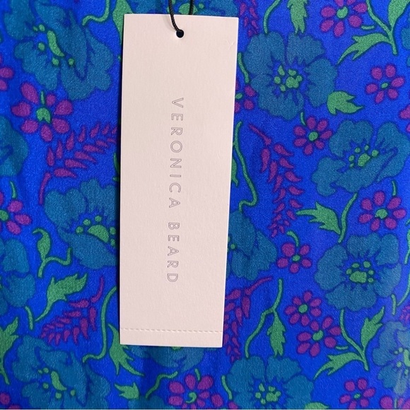 Veronica Beard Serence Floral Blue Purple Green Silk Slit Maxi Skirt Flowy - Picture 3 of 6